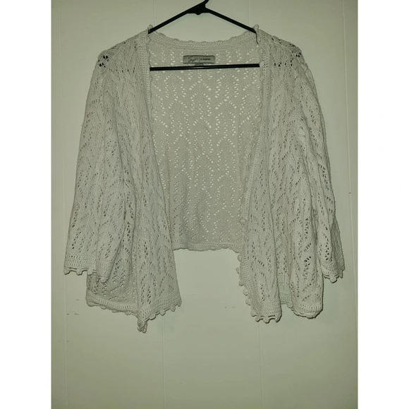 Soft by Avenue Open Cardigan Women's 26/28 White Crochet Knit Open Front (LL) - Picture 1 of 6